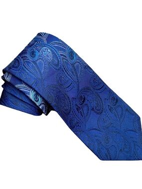 Croft & Barrow 100% Silk Blue Paisley Tie 60” X 3.5” Men’s Tie